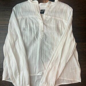 NWT J Crew White Linen Long-Sleeve Top